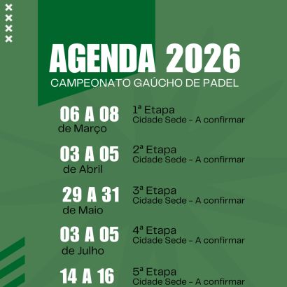 Agenda Campeonato Gaúcho de Padel 2026