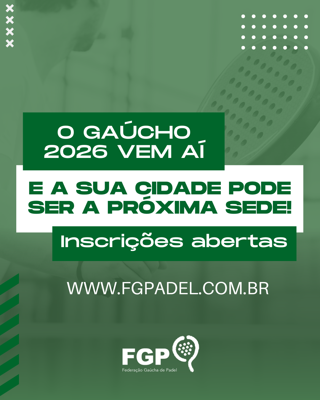 Inscrições Abertas para Cidade Sedes do Campeonato Gaúcho de Padel 2026!